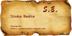Sinka Beáta névjegykártya